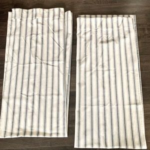 Set of Two Blue Striped Curtain Panels